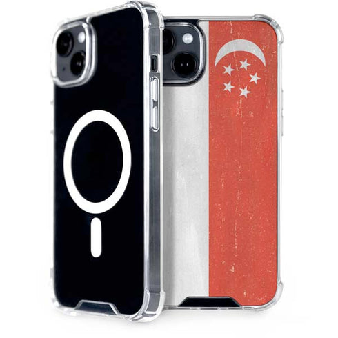 Singapore Flag Distressed iPhone 15 MagSafe Case